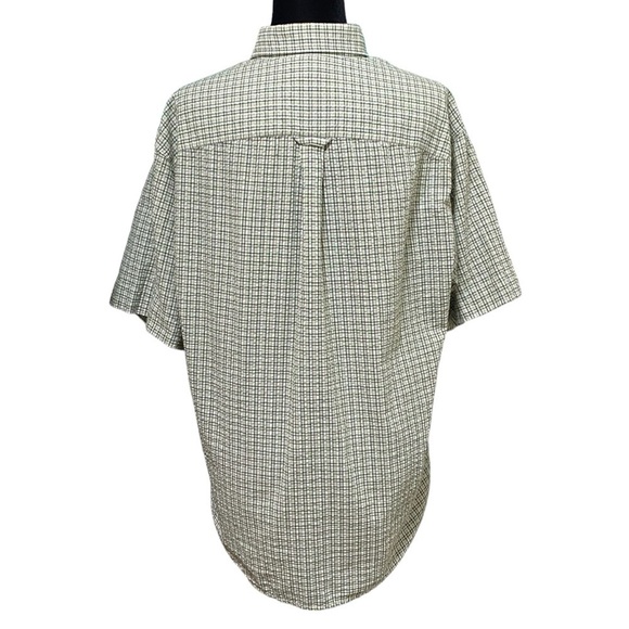 Columbia Outdoor Plaid Hiking Shirt Green White Button Front Medium - Picture 3 of 6